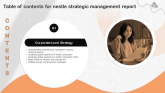 For Nestle Strategic Management Report Table Of Contents Strategy SS