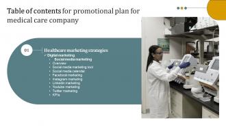 For Promotional Plan For Medical Care Company Table Of Contents Strategy SS V