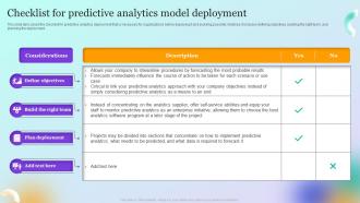 Forecast Model Checklist For Predictive Analytics Model Deployment