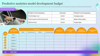Forecast Model Predictive Analytics Model Development Budget