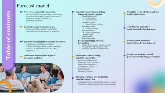 Forecast Model Table Of Contents Ppt Slides Design Templates