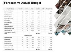 Forecast vs actual budget quantity irrigation ppt powerpoint presentation icon files