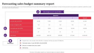 Forecasting Sales Budget Summary Report