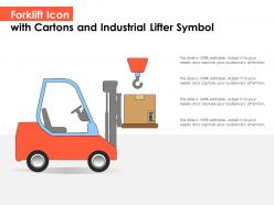 Forklift icon with cartons and industrial lifter symbol