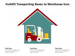 Forklift transporting boxes to warehouse icon