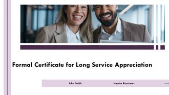 Formal Certificate For Long Service Appreciation PPT Presentation AT