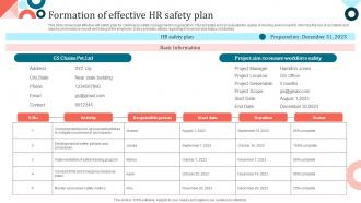 Formation Of Effective HR Safety Plan