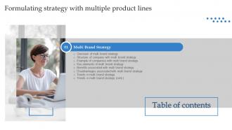 Formulating Strategy With Multiple Product Lines Table Of Contents Ppt Show Ideas
