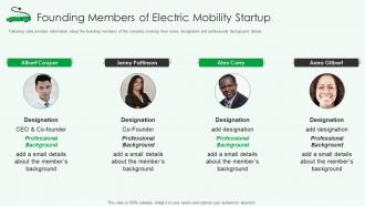 Founding members of electric mobility startup ppt powerpoint presentation summary