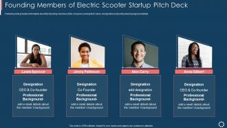 Founding members of electric scooter startup pitch deck