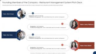 Founding Members Of The Company Restaurant Management System Pitch Deck