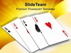 Four aces playing cards game powerpoint templates ppt themes and graphics 0313