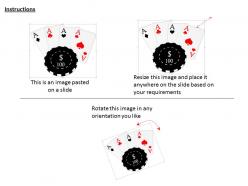 Four aces with poker chip on white background