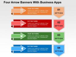 Four arrow banners with business apps flat powerpoint design