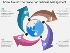 Four arrows around the globe for business management ppt presentation slides