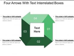 Four arrows with text interrelated boxes
