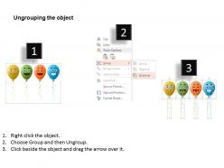 Four balloons with smiley face powerpoint template