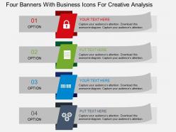Four banners with business icons for creative analysis flat powerpoint design
