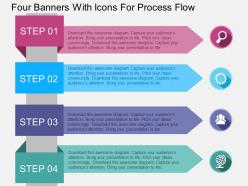 Four banners with icons for process flow flat powerpoint design