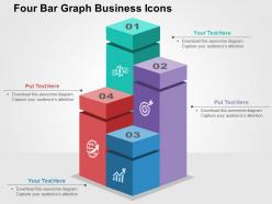 Four bar graph business icons flat powerpoint design