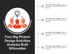 Four big picture design activities analysis bulb silhouettes