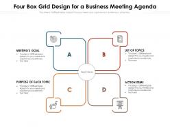 Four box grid design for a business meeting agenda