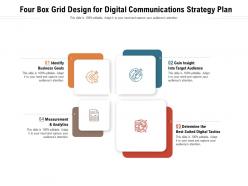 Four box grid design for digital communications strategy plan