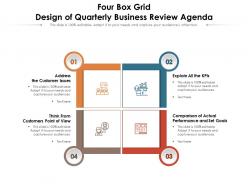 Four box grid design of quarterly business review agenda