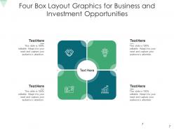Four box layout infographics equity business opportunities data storage