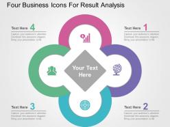 Four business icons for result analysis flat powerpoint design