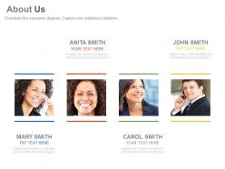 Four Business Peoples For Company About Us Profile Powerpoint Slides