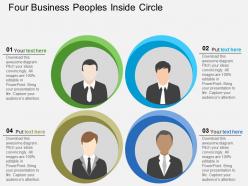 Four business peoples inside circle flat powerpoint desgin
