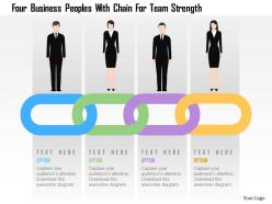 Four business peoples with chain for team strength flat powerpoint design