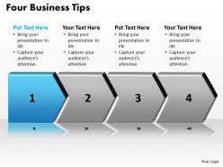 Four business tips with arrows in line powerpoint diagram templates graphics 712