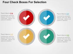 Four check boxes for selection flat powerpoint design