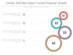 Four circles bar graph financial growth analysis powerpoint slides