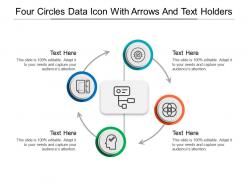 Four circles data icon with arrows and text holders