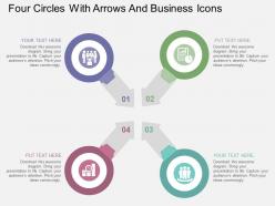 Four circles with arrows and business icons flat powerpoint design