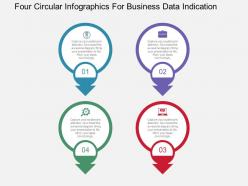 Four circular infographics for business data indication flat powerpoint design