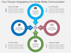 Four Circular Infographics For Social Media Communication Flat Powerpoint Design