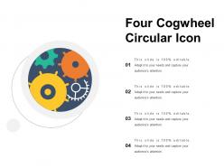 Four cogwheel circular icon