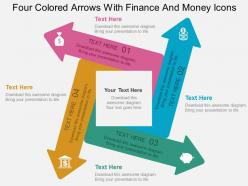 Four colored arrows with finance and money icons flat powerpoint design