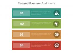 Four Colored Banners And Icons For Business Communication Flat Powerpoint Design