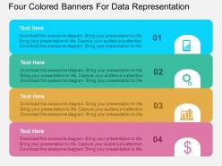 Four colored banners for data representation flat powerpoint design