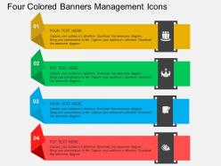 Four colored banners management icons flat powerpoint design