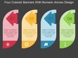 Four colored banners with numeric arrows design flat powerpoint design