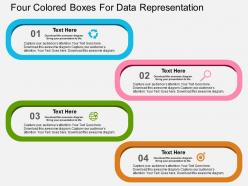 Four colored boxes for data representation flat powerpoint design