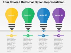 Four Colored Bulbs For Option Representation Flat Powerpoint Design