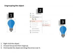 Four colored bulbs for option representation flat powerpoint design