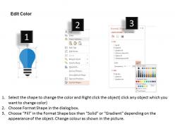 Four colored bulbs for option representation flat powerpoint design